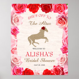 Off to Altar Rote Rosen Brautparty Sign Poster