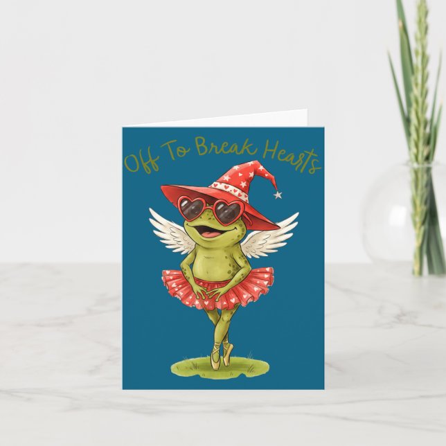 Off To Break Hearts Funny Frog Valentines Women Gi Karte (Vorderseite)