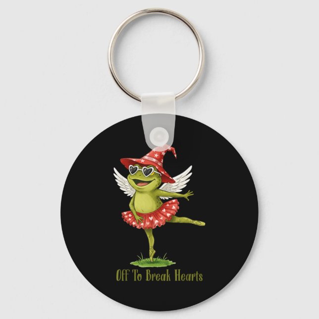 Off To Break Hearts Funny Frog Valentines Women Gi Schlüsselanhänger (Vorderseite)