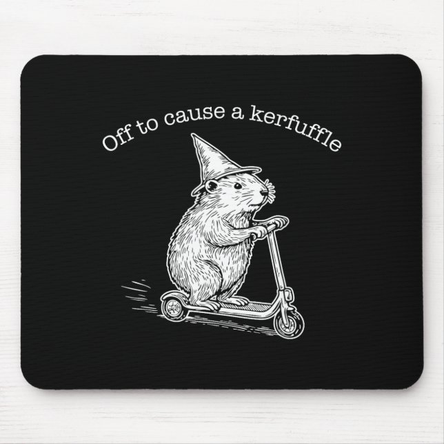 Off To Cause A Kerfuffle Funny Capybara Scooter Ch Mousepad (Vorne)