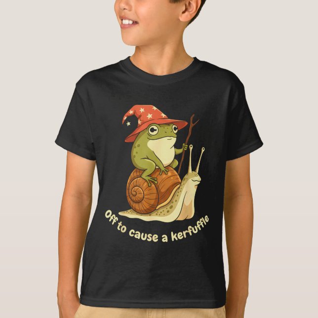 Off To Cause A Kerfuffle Funny Cowboy Frog Meme  T-Shirt (Vorderseite)