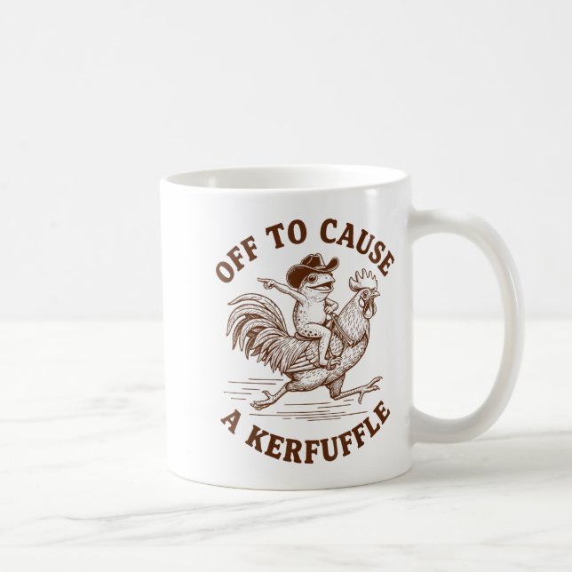 Off To Cause A Kerfuffle Funny Cowboy Frog Riding  Kaffeetasse (Rechts)