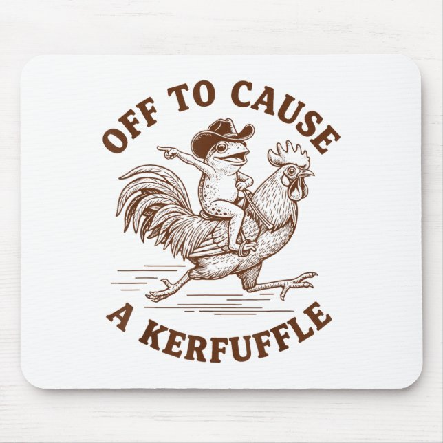 Off To Cause A Kerfuffle Funny Cowboy Frog Riding  Mousepad (Vorne)