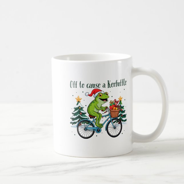 Off To Cause A Kerfuffle Funny Frog Santa Christma Kaffeetasse (Rechts)