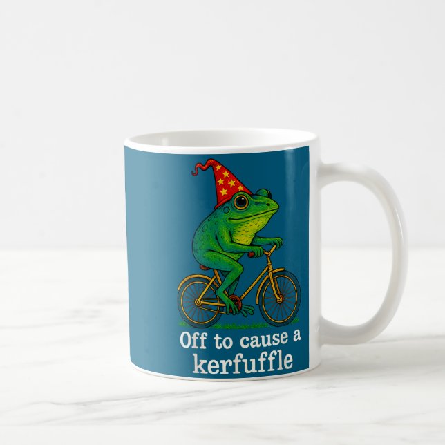 Off To Cause A Kerfuffle Funny Frog Wizard Bicycle Kaffeetasse (Rechts)