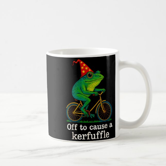 Off To Cause A Kerfuffle Funny Frog Wizard Bicycle Kaffeetasse (Rechts)