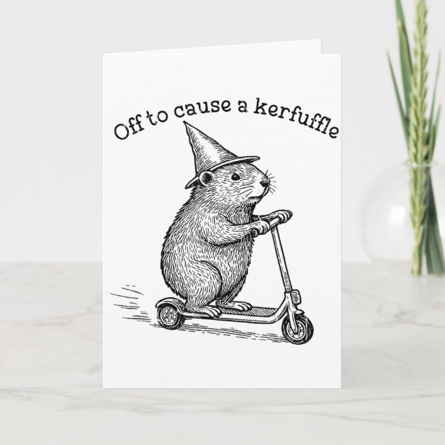 Off To Cause A Kerfuffle, Funny Groundhog Scooter  Karte (Vorderseite)
