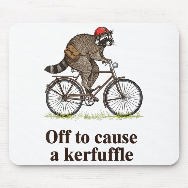 Off To Cause A Kerfuffle Funny Raccoon Meme Boys M Mousepad (Vorne)