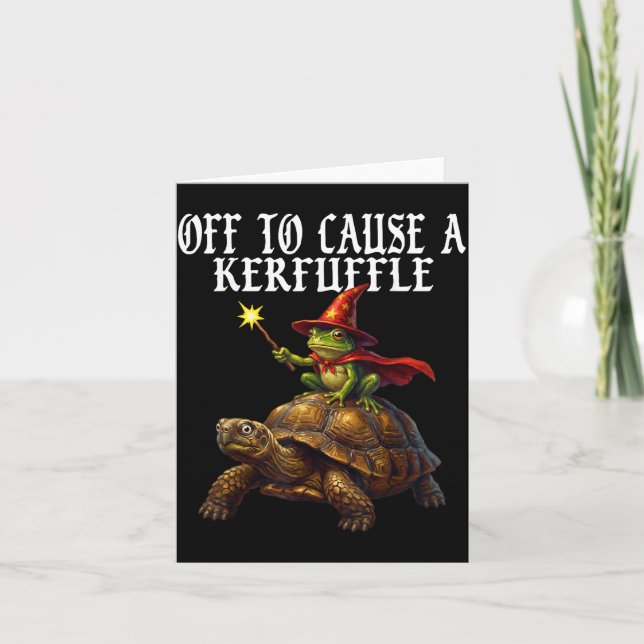 Off To Cause A Kerfuffle Funny Whimsical Frog Wiza Karte (Vorderseite)