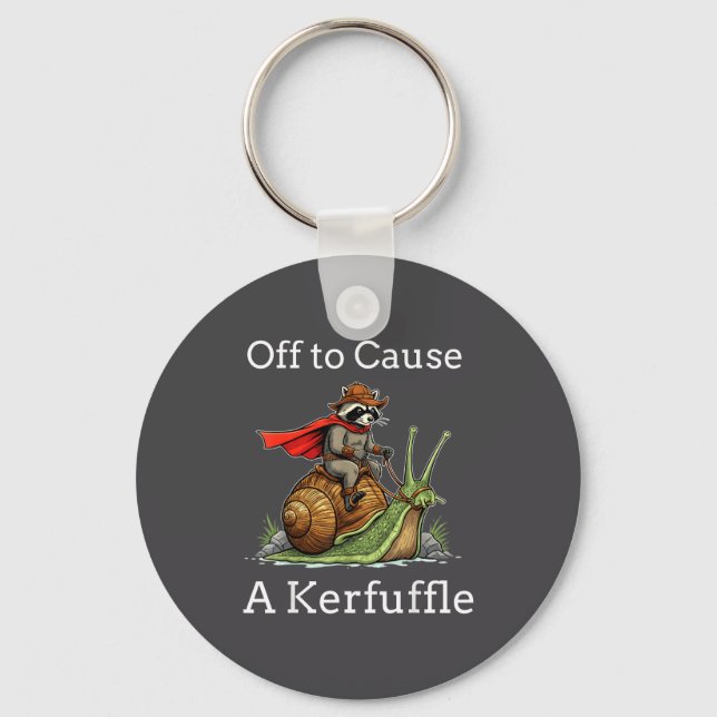 Off To Cause A Kerfuffle Raccoon Whimsical Wizard  Schlüsselanhänger (Vorderseite)