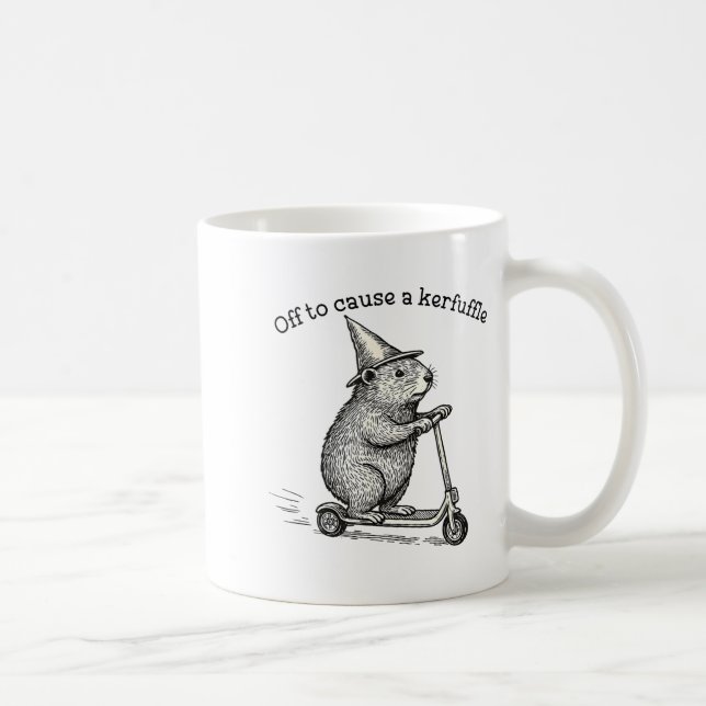 Off To Cause A Kerfuffle Weirore Sayings Funny Mem Kaffeetasse (Rechts)