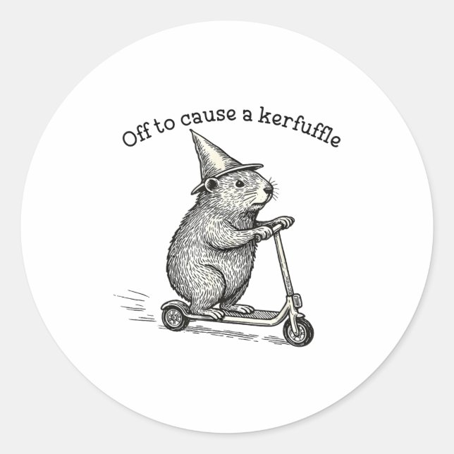 Off To Cause A Kerfuffle Weirore Sayings Funny Mem Runder Aufkleber (Vorderseite)