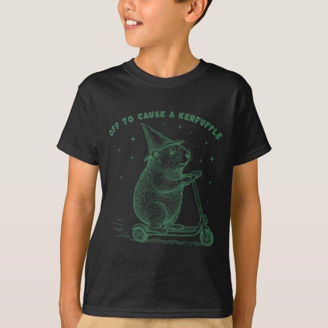 Off To Cause A Kerfuffle, Wizard Groundhog Scooter T-Shirt (Vorderseite)