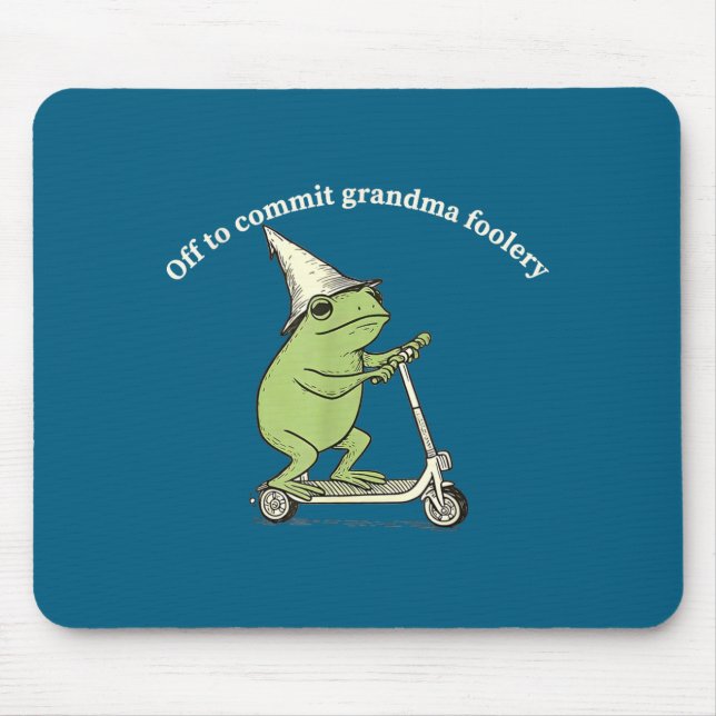 Off To Commit Grandma Foolery Funny Frog Meme  Mousepad (Vorne)