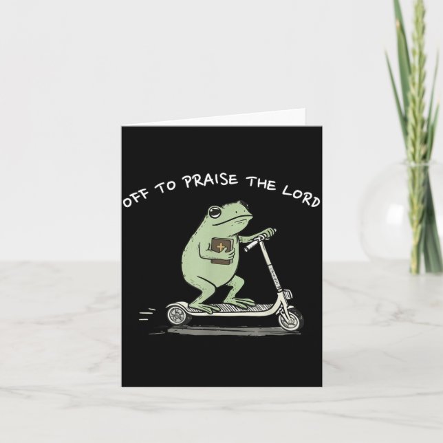 Off To Praise The Lord Funny Christian Meme Frog H Karte (Vorderseite)