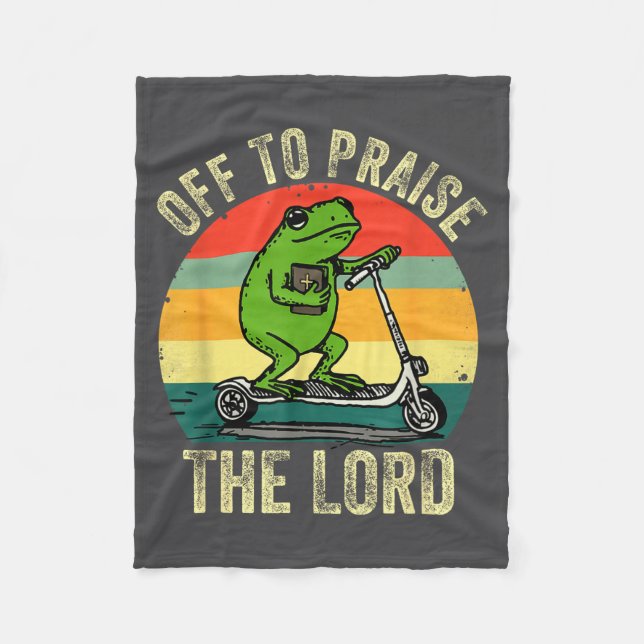 Off To Praise The Lord Funny Frog Bible Study Jesu Fleecedecke (Vorderseite)