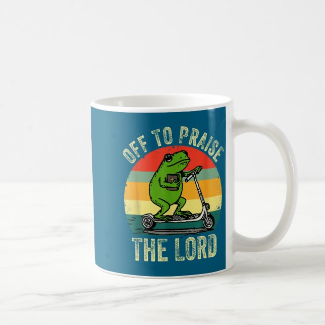 Off To Praise The Lord Funny Frog Bible Study Jesu Kaffeetasse (Rechts)