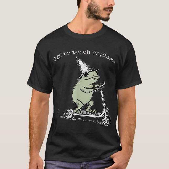 Off To Teach English Scooter Frog T-Shirt (Vorderseite)