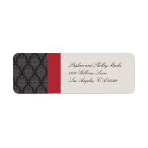 Off White and Black Damask Wedels Labels