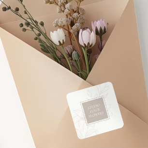 Off-White   Chic Floral Label Quadratischer Aufkleber