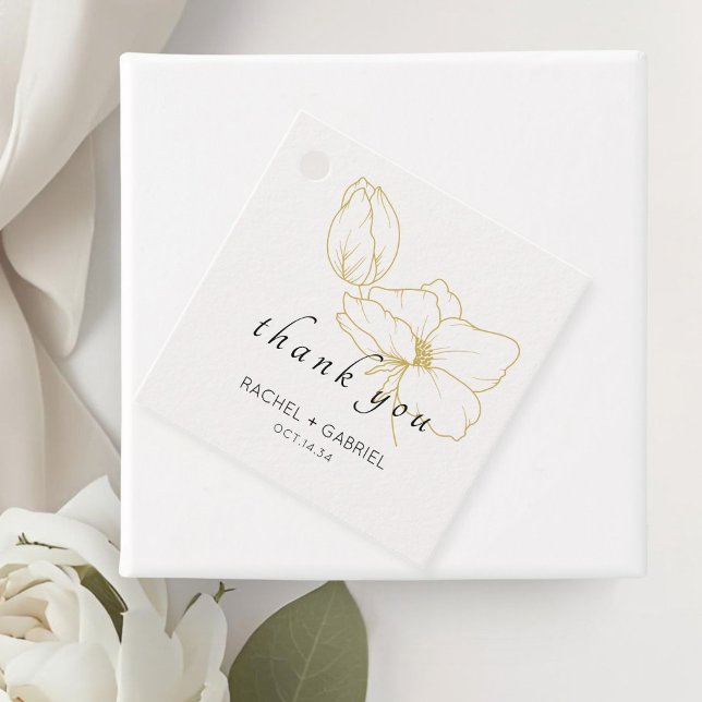 Off-White | Chic Modern Floral Wedding Geschenkanhänger (Von Creator hochgeladen)