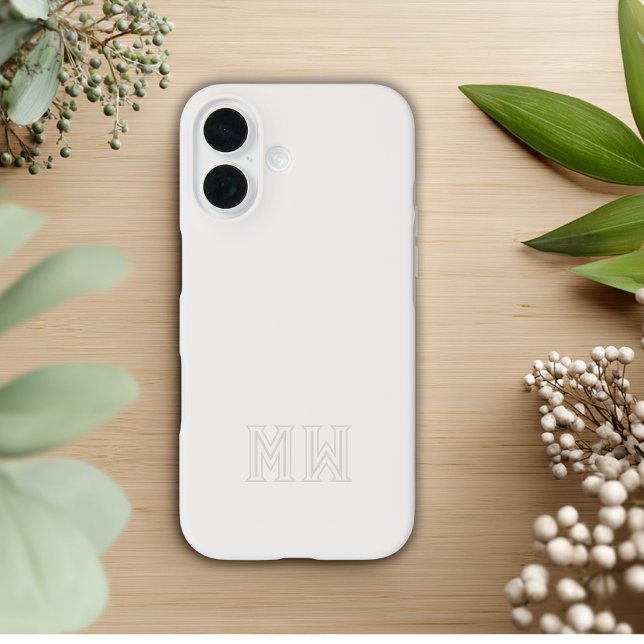 Off White Grau Initialen Monogramm Einfach Minimal iPhone 16 Hülle (Von Creator hochgeladen)
