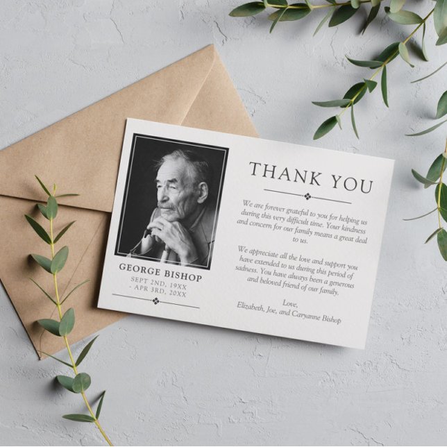 Off-White Gray Minimalistisch Foto Beileid Vielen  Dankeskarte (Von Creator hochgeladen)