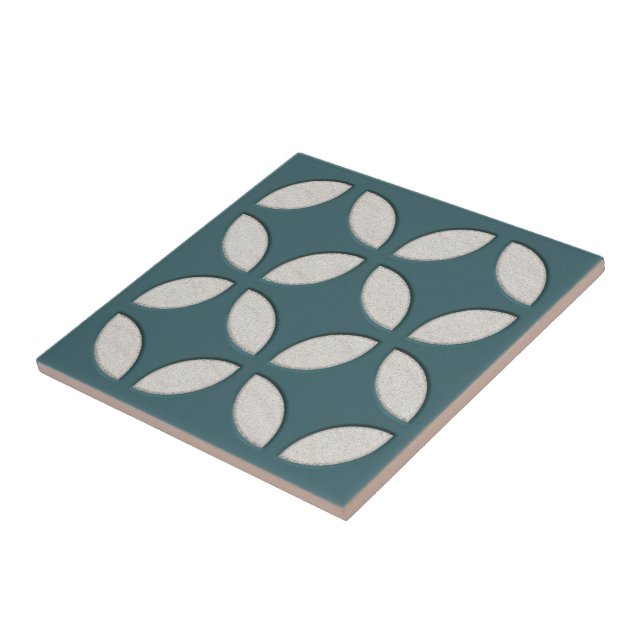 Off-White Ivory Dark Aquamarine grüne ethnische Mo Fliese (Seite)