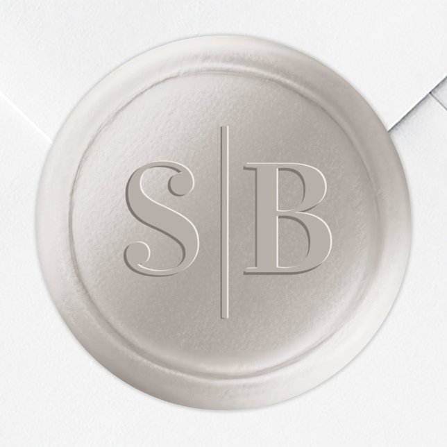 Off-White Ivory Wax Siegel Wedding Monogram Sticke Runder Aufkleber (Von Creator hochgeladen)