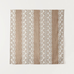 Off-White Lace: Burlap Texture Wandteppich