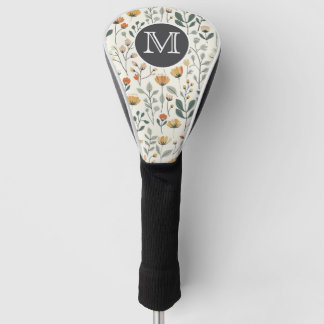 Off White Moderne Wildblumen-Golf-Schlagholzabdeck Golf Headcover