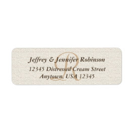 Off White Textured Rustic Monogram Address Label