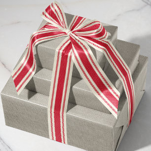 Off-White und Classic Red Ticking Tape Ribbon Ripsband