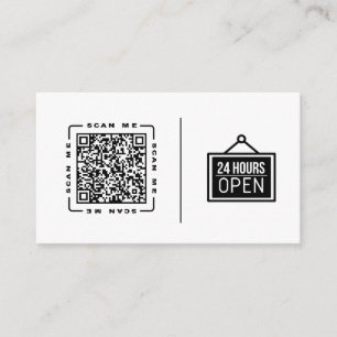 Offen 24/7   Anpassbare QR-Code- und Logo-Vorlage Visitenkarte