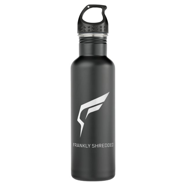 Offen gegerbte Wasserflasche (schwarz) Edelstahlflasche (Vorderseite)
