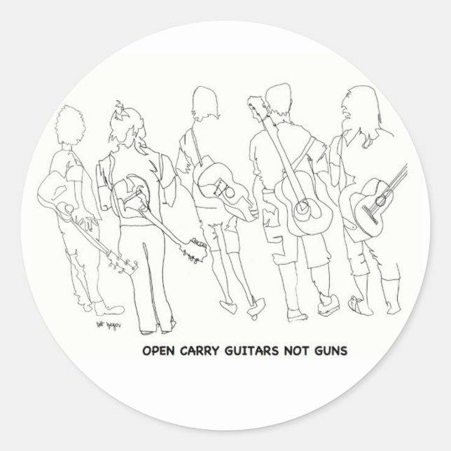 offen tragen Sie Gewehre der Gitarren nicht Runder Aufkleber (Vorderseite)