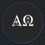 Offenbarung 2213 Alpha Omega T - Shirt Bible Chris Runder Aufkleber<br><div class="desc">Das ist ein großartiges Geschenk für Ihre Familie,  Freunde,  die Jesus Liebe. Sie werden sich freuen,  dieses Geschenk von Ihnen während der Ferienzeit oder an jedem anderen Tag zu erhalten.</div>