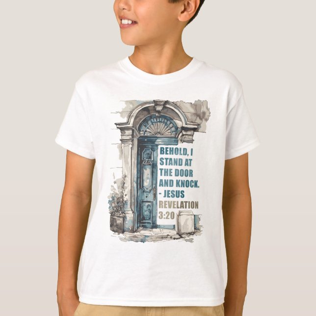 Offenbarung 3:20 Ich stehe an der Tür und klopfe T-Shirt (Vorderseite)