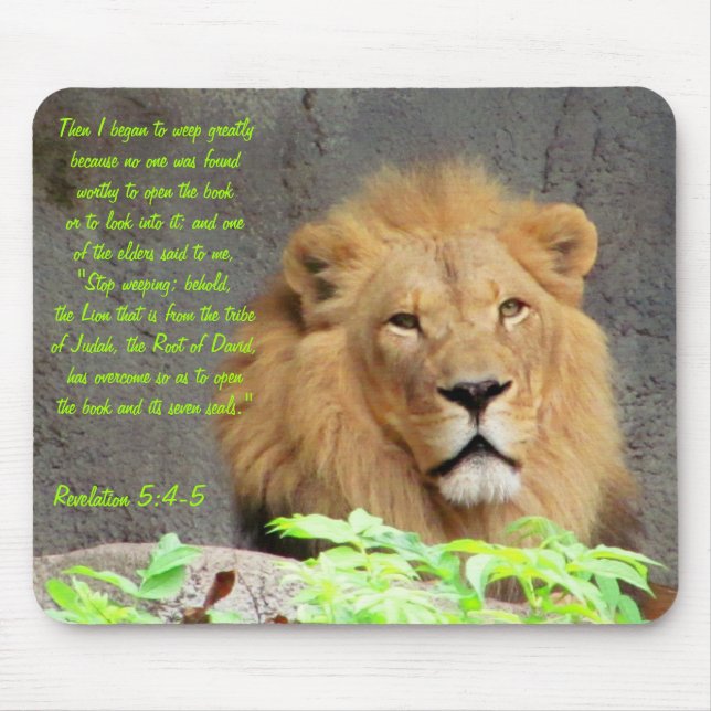 Offenbarung 5:4-5 mit männlichem Löwen Mousepad (Vorne)