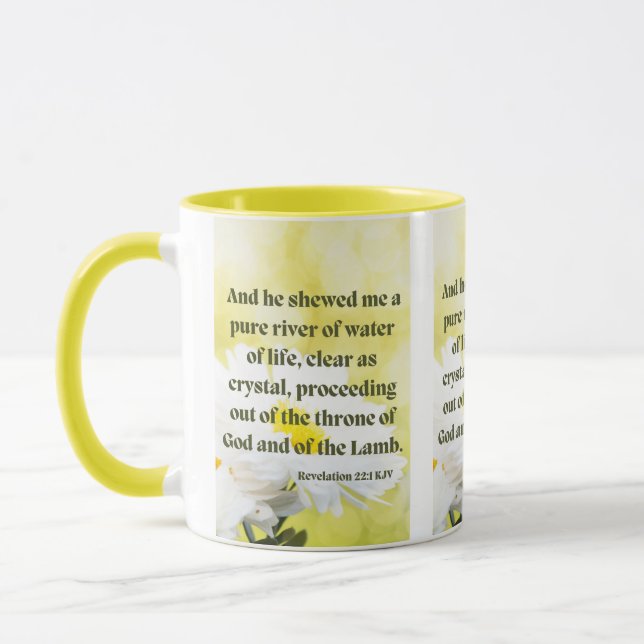 Offenbarungen 22:1 KJV Bibelschrift Bild Zwei-Ton Tasse (Links)