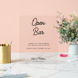 Offene Bar-Getränke für Hochzeiten Minimalistisch Acrylschild