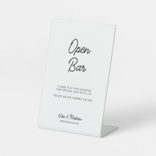 Offene Bar-Getränke für Hochzeiten Minimalistisch Sockelschild