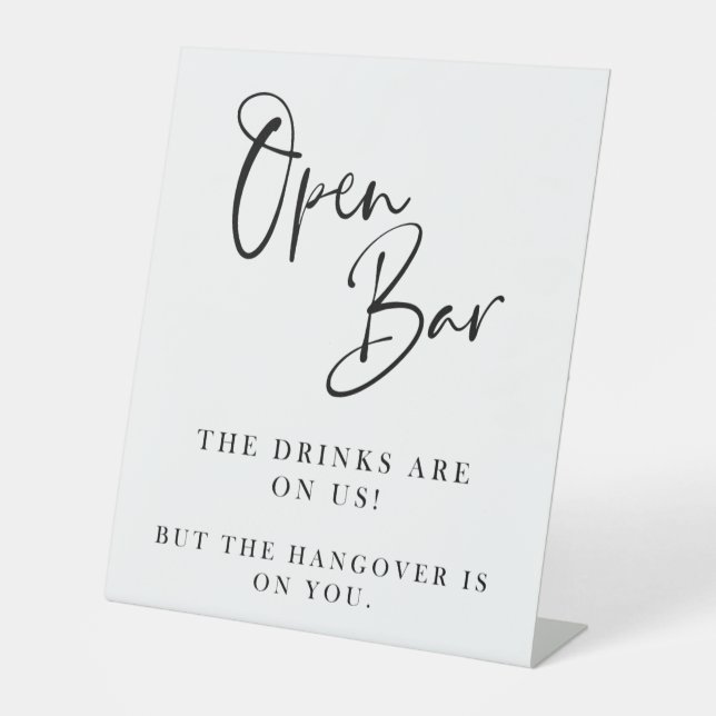 Offene Bar Hochzeitsschild Sockelschild (Vorderseite)