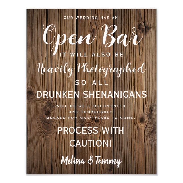 OFFENE BAR Holz Land Brauerei Party Fotodruck (Vorne)