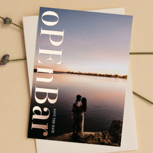 OFFENE BAR ROSÉGOLD PRÄGUNG Save The Date Folieneinladung
