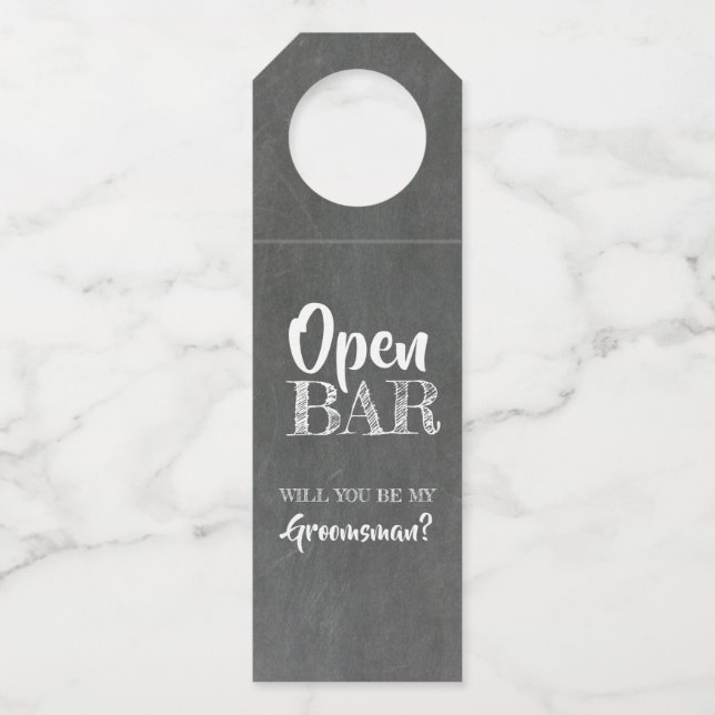 Offene Bar - Vorschlag "Funny Trauzeugen" Flaschenanhänger (Vorderseite)