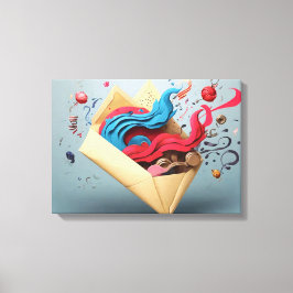 Offene Briefumschlagüberraschung Leinwanddruck