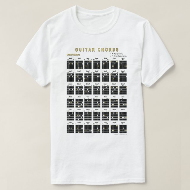 Offene Gitarren-Akkorde vorne und hinten T-Shirt (Design vorne)