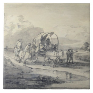 Offene Landschaft Thomas Gainsboroughs   mit Hirt Fliese