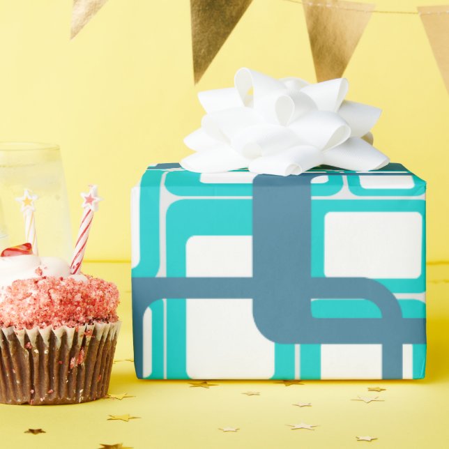 Offene moderne Rechtecke Mitte des Jahrhunderts Geschenkpapier (Geburtstagsparty)